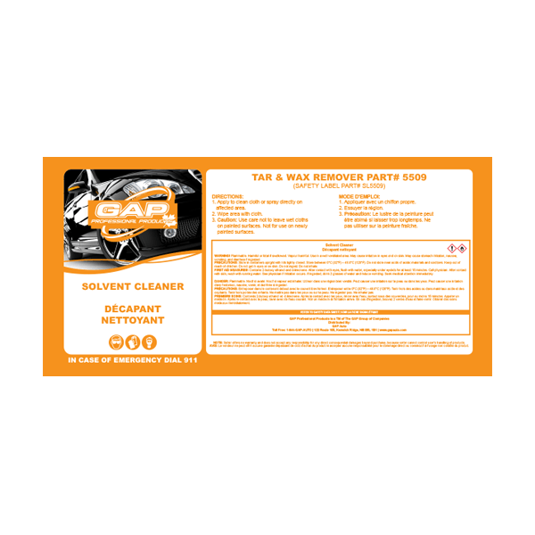 Safety Label Tar & Wax Remover GAP Professional Products