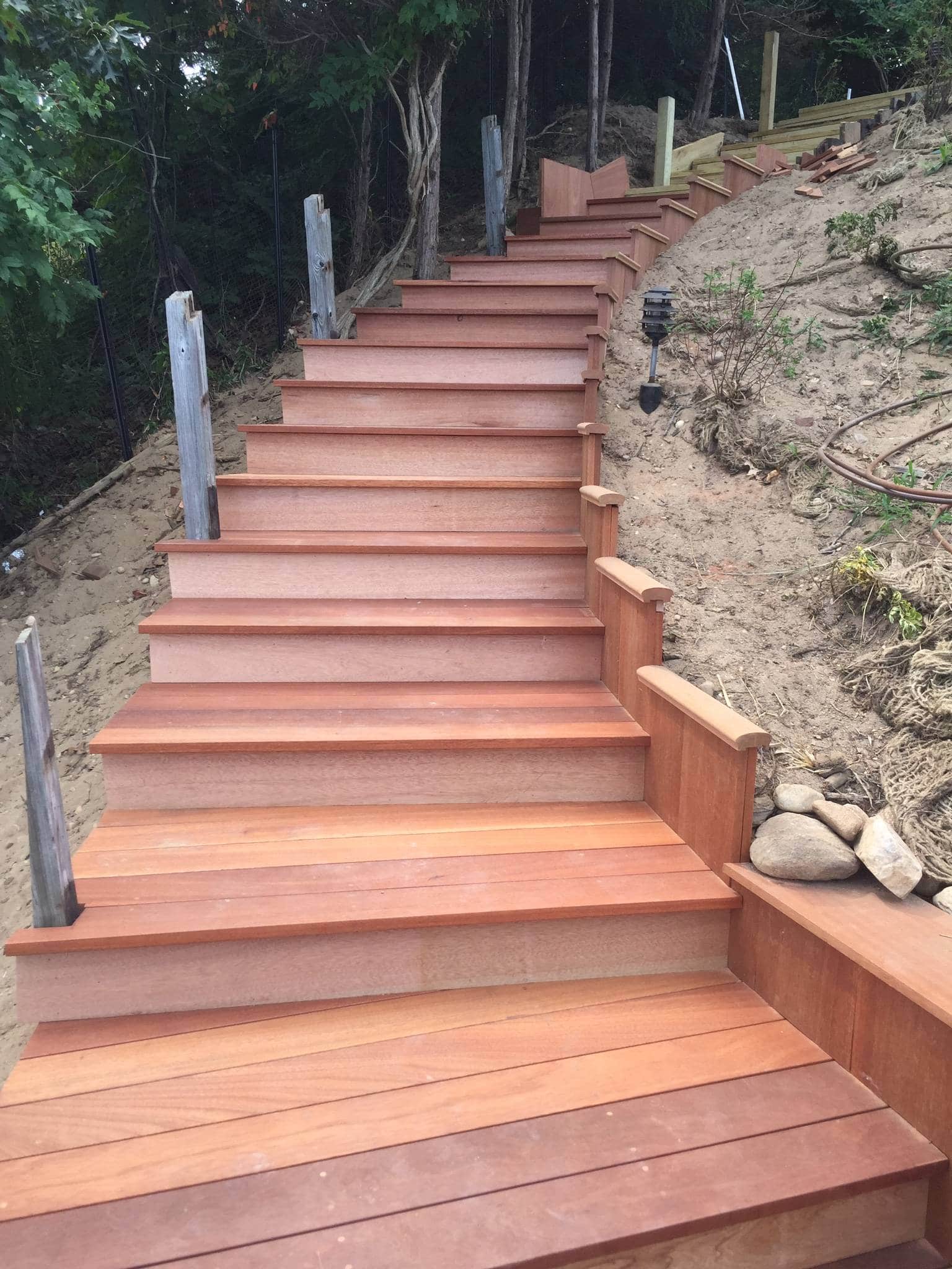 Harborside Custom Outdoor Mahogany Staircase in Sag Harbor by Gappsi