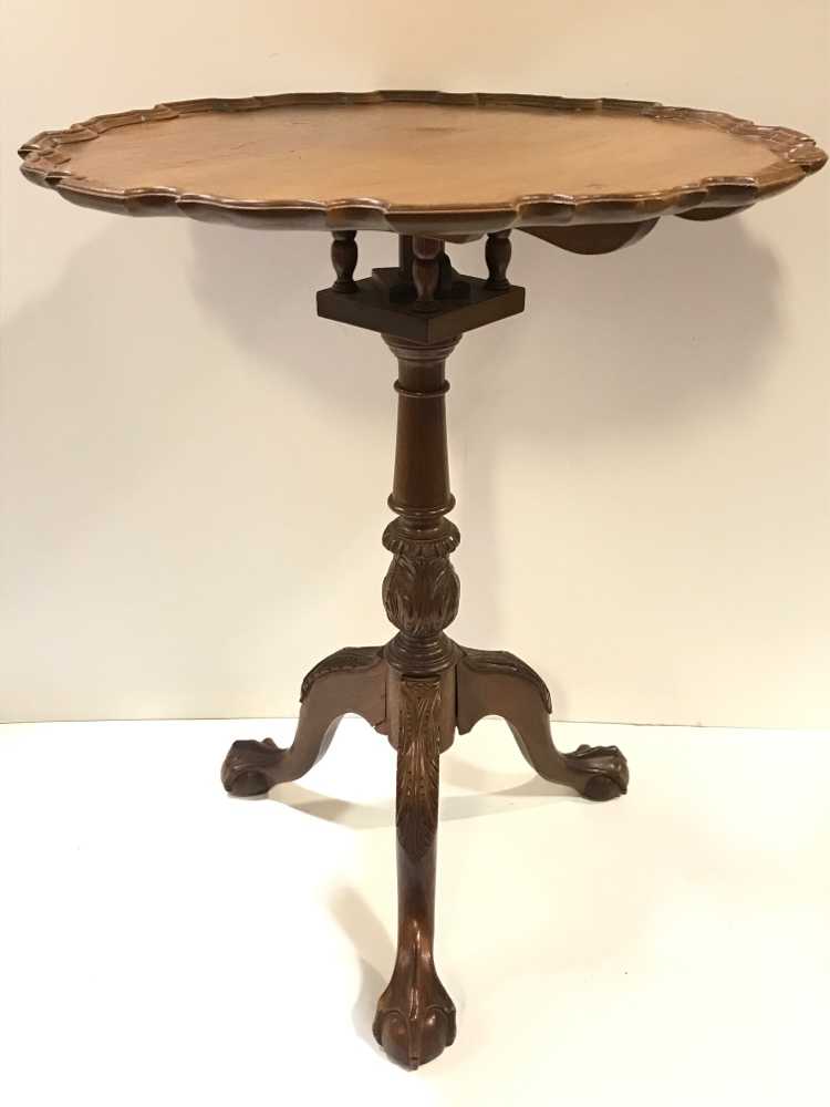 ANTIQUE SIDE TABLE, CLAW FOOT, ROTATING TOP GA Prop Source