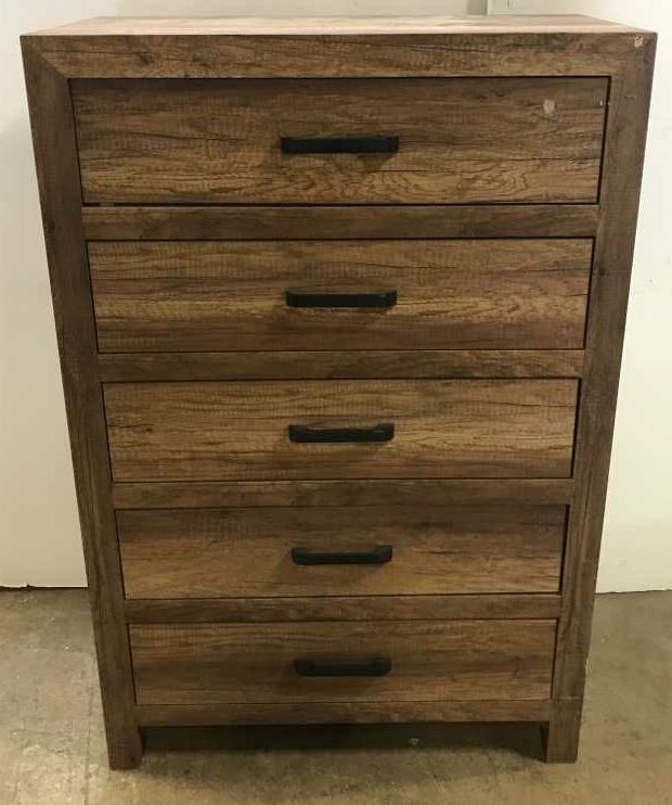 Full Size Grey "Rustic" Bed Frame With Matching Night Stand, Chest Of