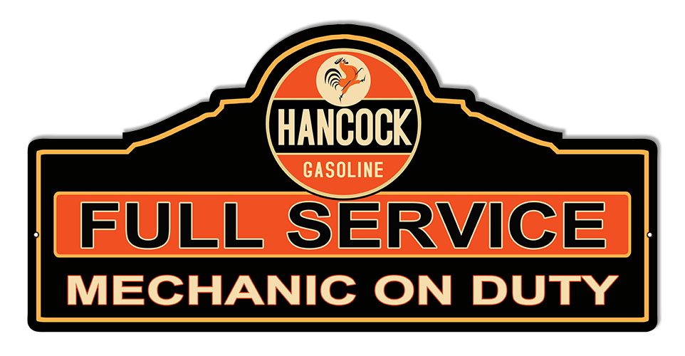 Hancock Mechanic Gas Station Cut Out Reproduction Sign 23x11.1/4