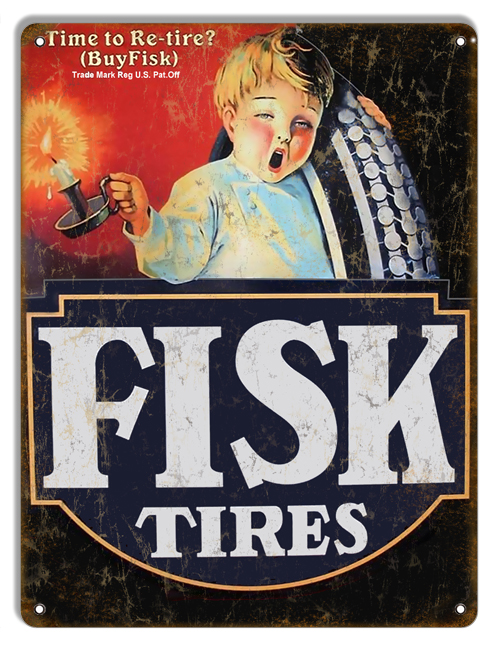 Fisk Tires Reproduction Gas Station Sign 9x12 Reproduction Vintage Signs