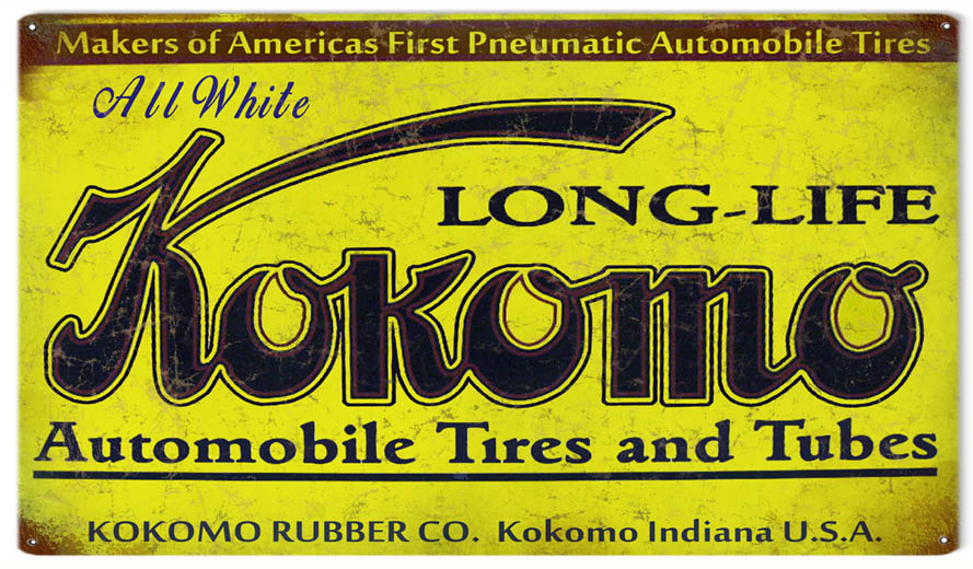Kokomo Automobile Tire Reproduction Garage Shop Metal Sign 8x14