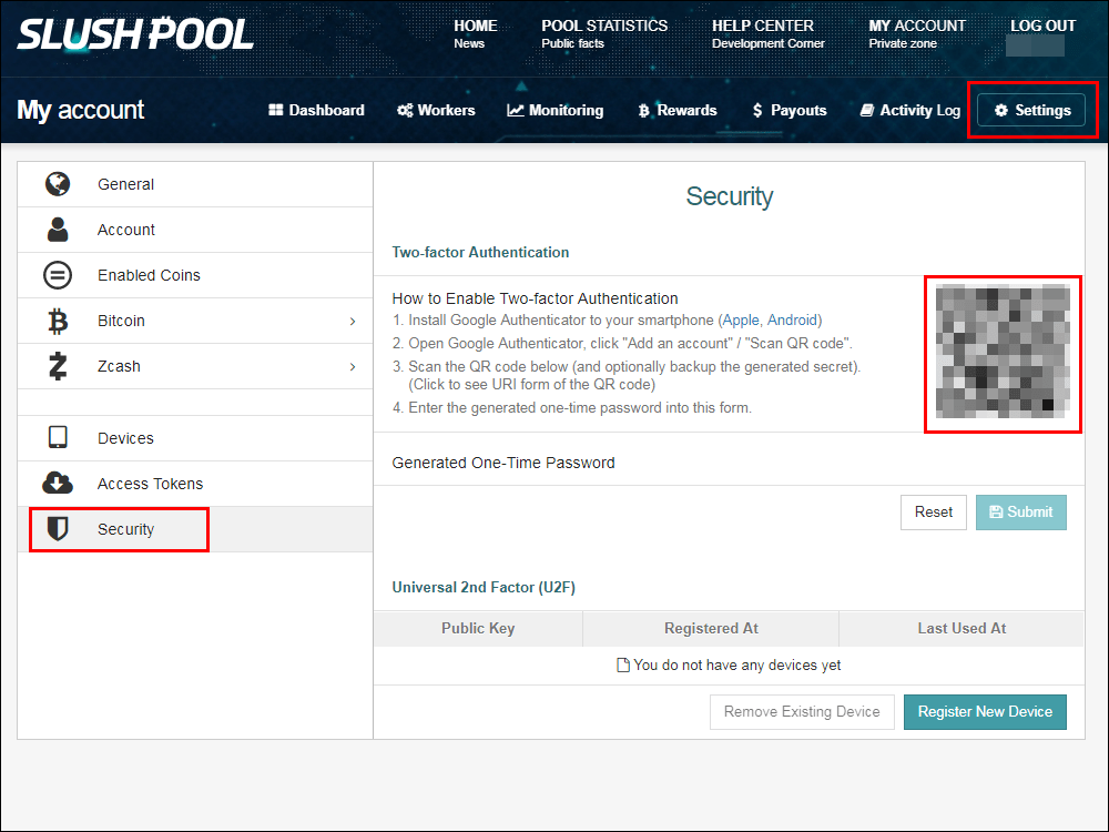 Slush Poolにアカウントを作成する手順