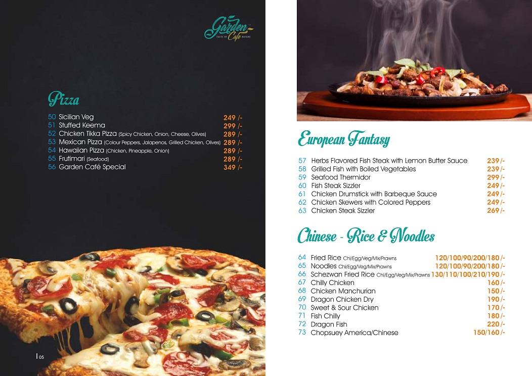 Menu Garden Cafe Restaurant
