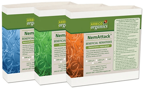 A close up of the packaging of NemAttack beneficial nematodes isolated on a white background.