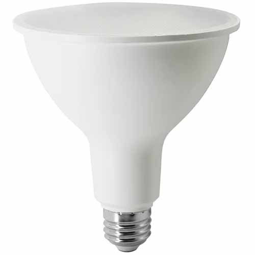 A square shot of an LED grow light bulb.