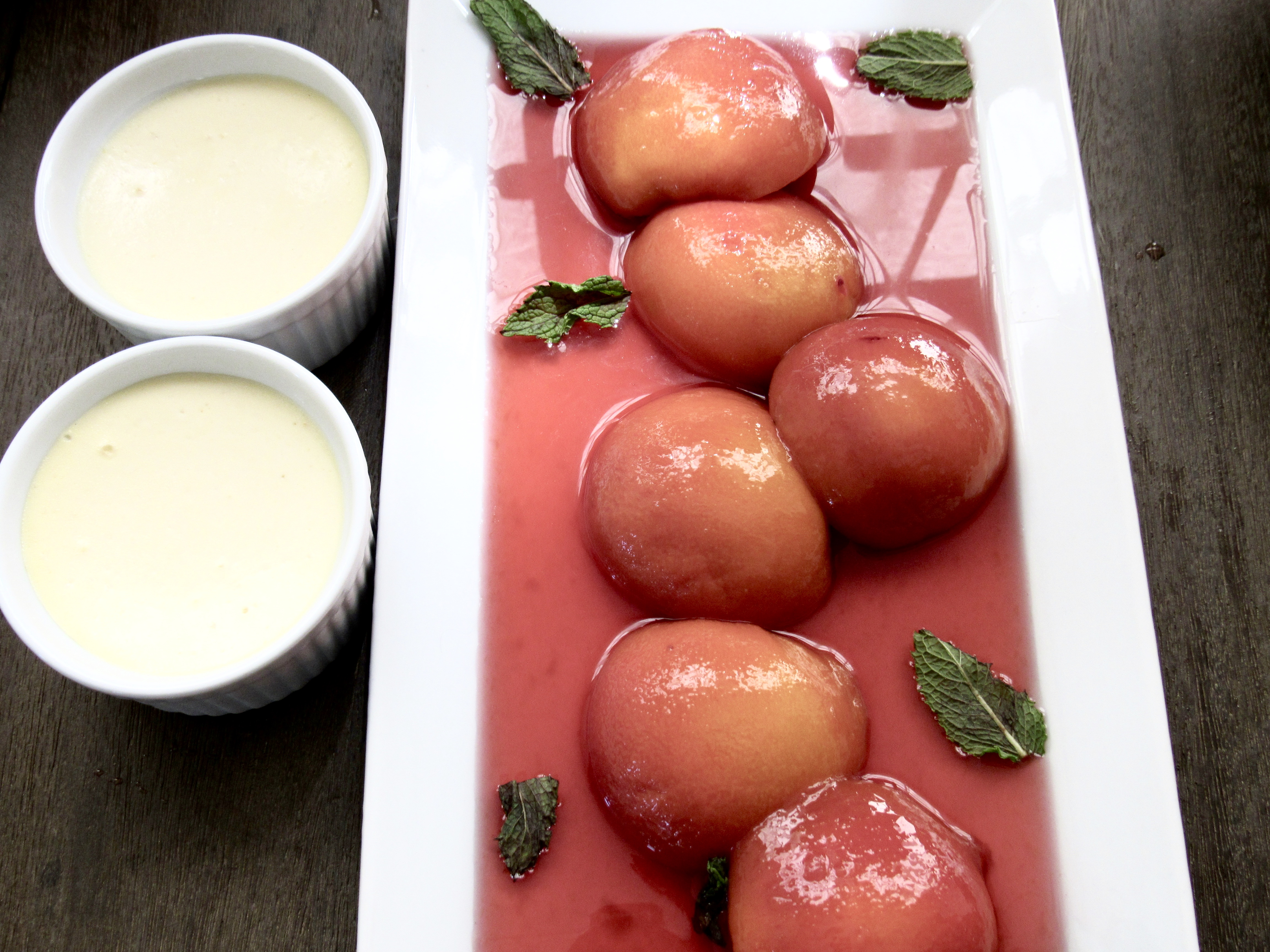 ROSE SCENTED POACHED PEACHES & RICOTTA CHEESECAKES Garden, Farm and Table