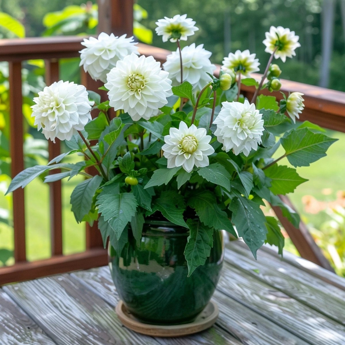 dahlias in pots