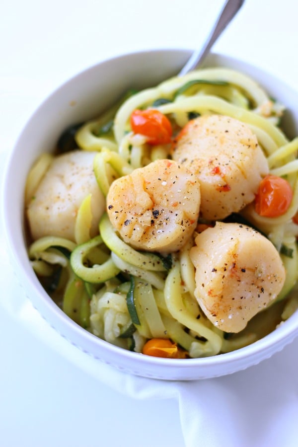 Scallop Scampi with Zucchini Noodles Garden in the Kitchen