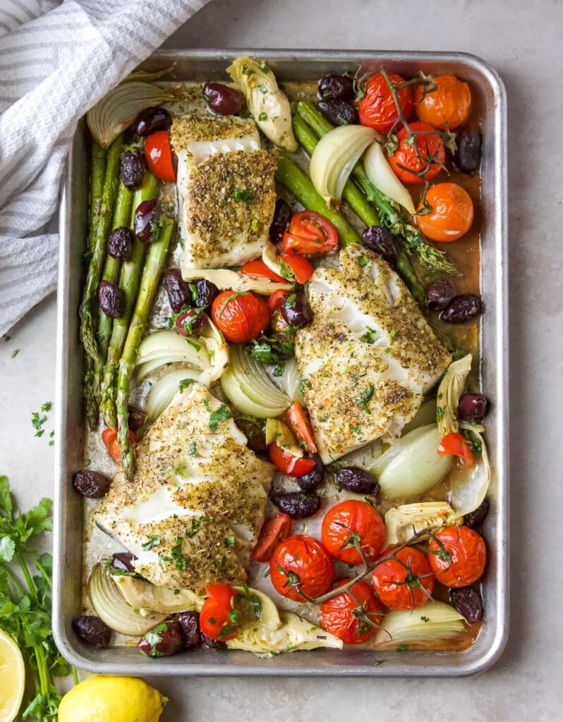 Sheet Pan Mediterranean Cod Garden in the Kitchen