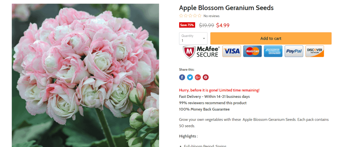 Jack Seeds website product page