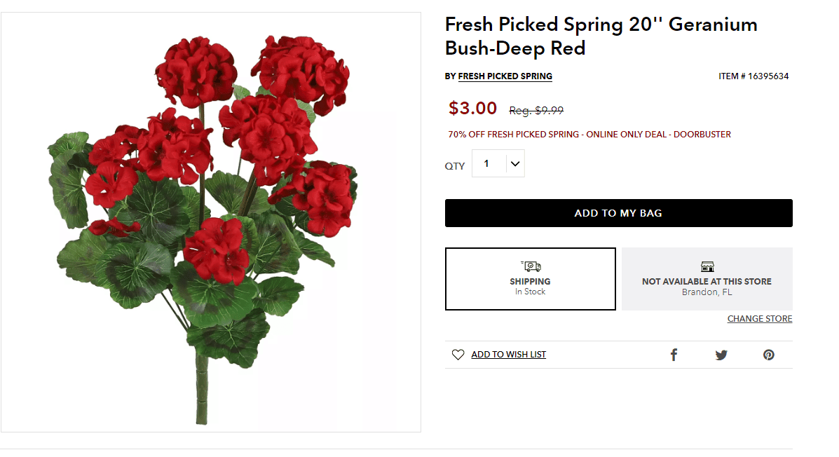 Joann website product page