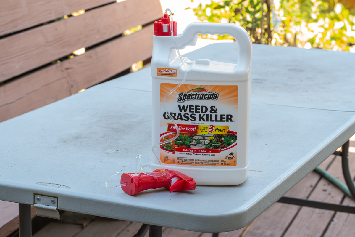 Spectracide weed and grass killer bottle.