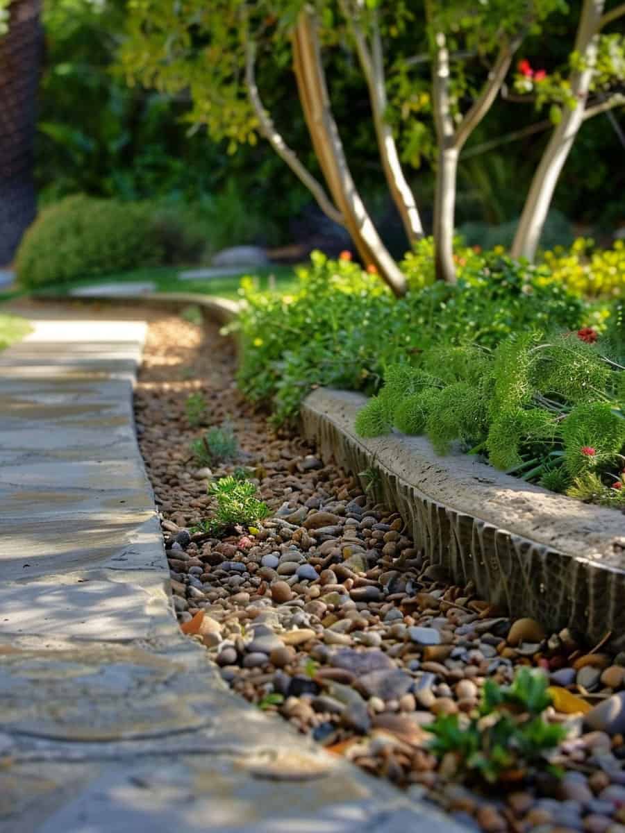 beautiful textured garden curb edging