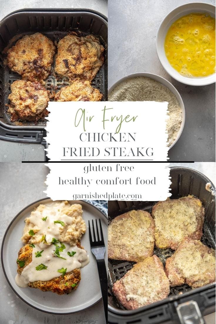 Air Fryer Chicken Fried Steak Garnished Plate