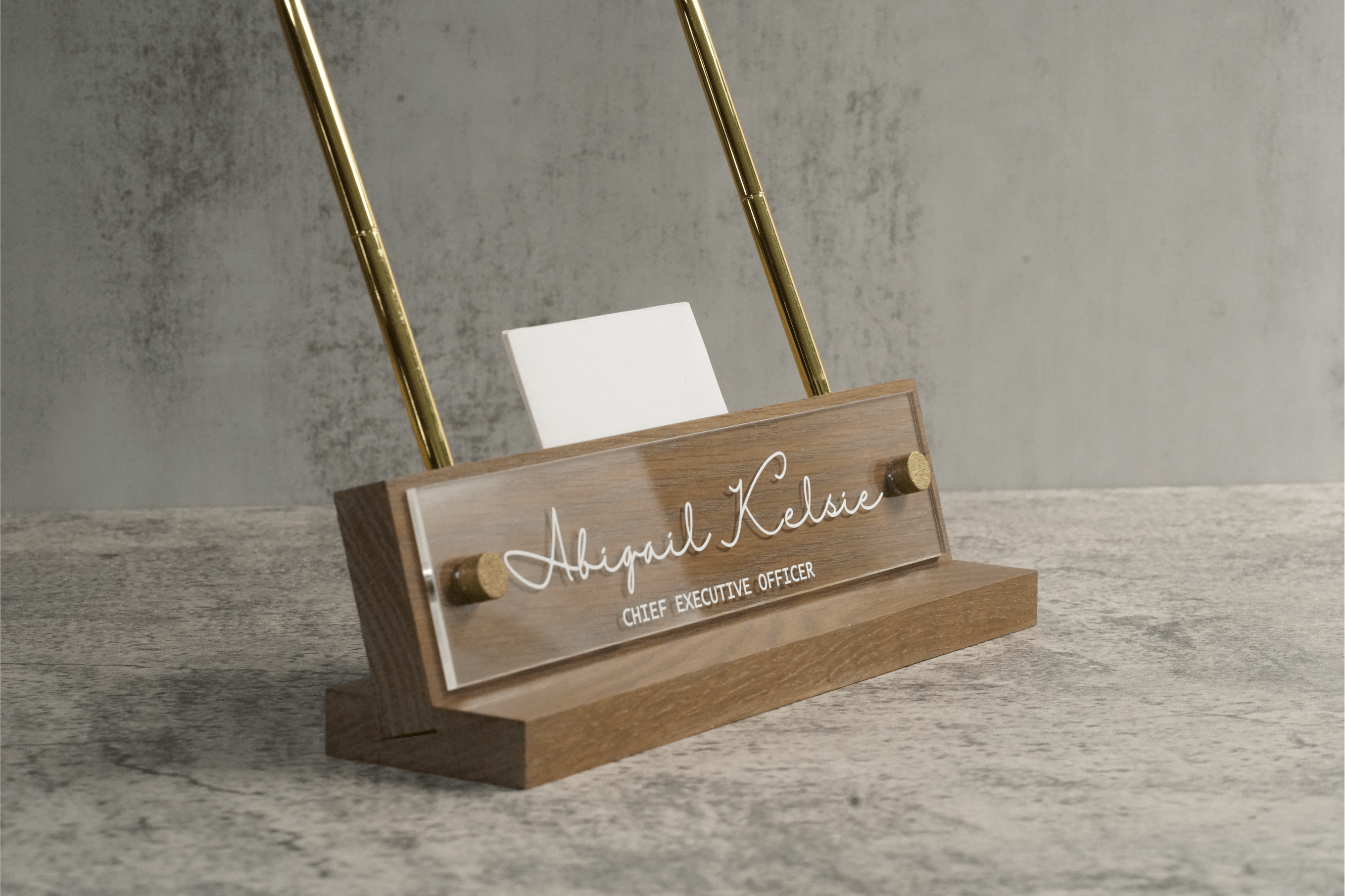 Executive Style Desk Name Plate / Business Card and Pen Holder 