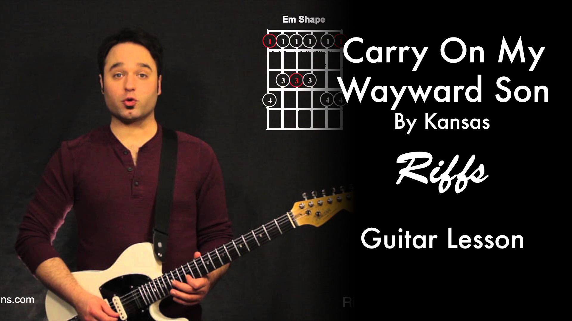 Carry On My Wayward Son by Kansas Riff Tutorial • Garret's Guitar Lessons