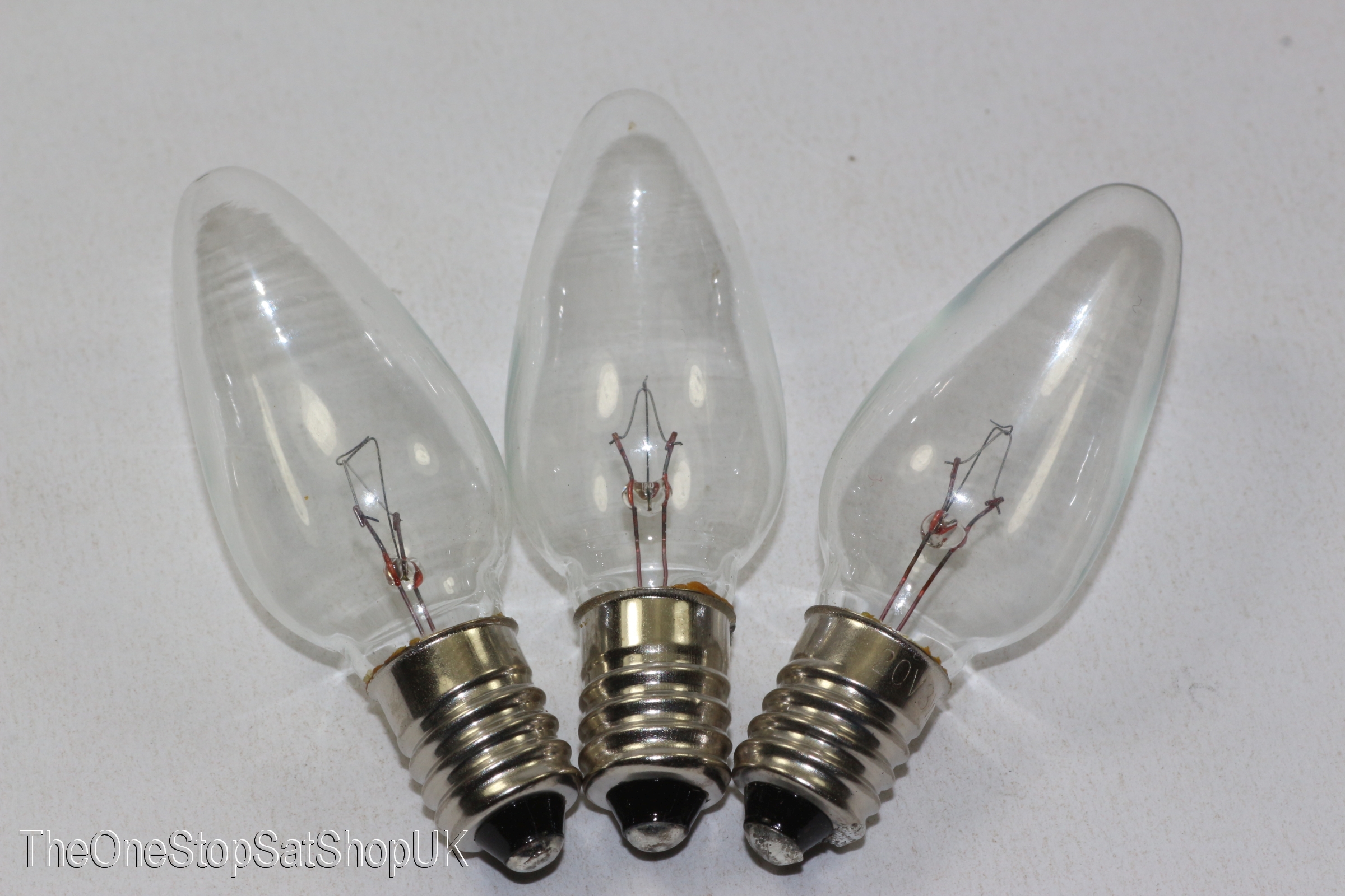 3 x 20V 3W E10 MES Clear Christmas Fairy Light Spare Bulb Pifco, Dencon