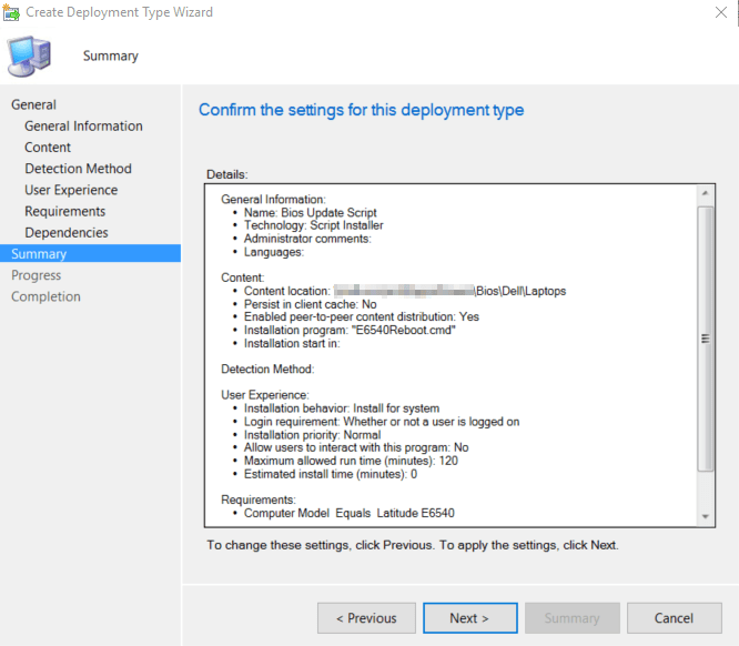 Updating Dell Bios with ConfigMgrPost 3The Application Deployment