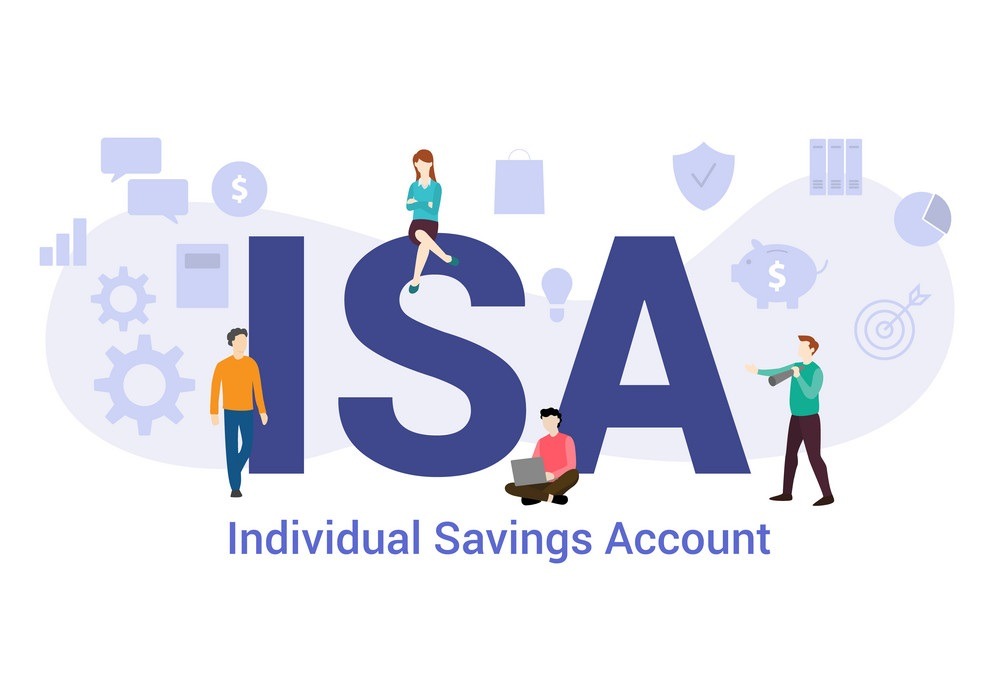isa individual savings account concept with big word or text and team