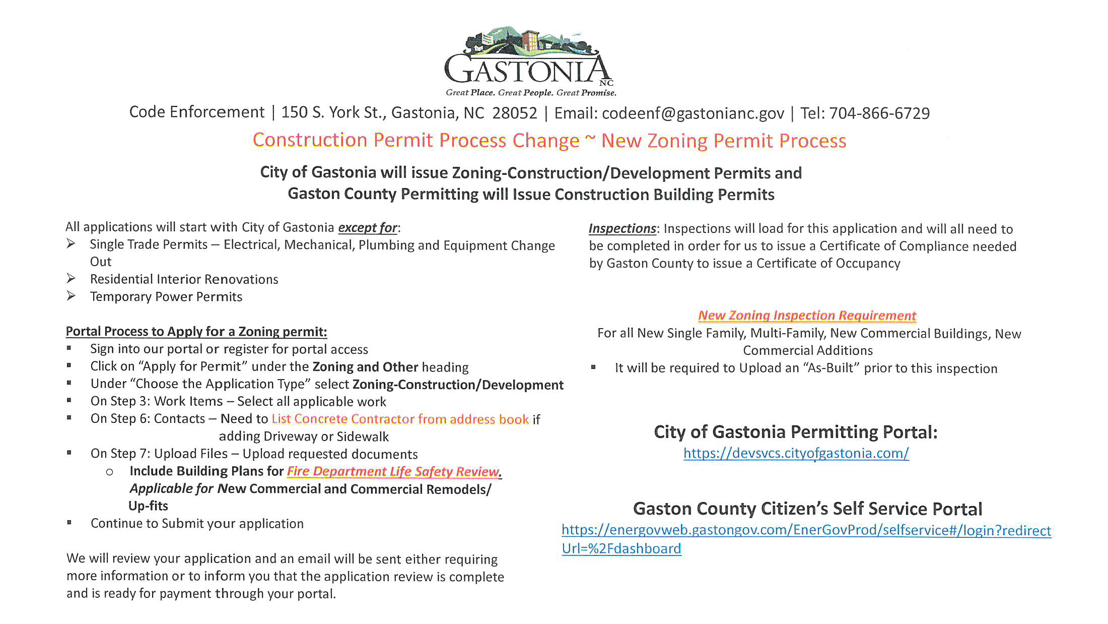 City of Gastonia Applications and Permits