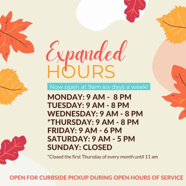 NEW Expanded Hours Gates Public Library