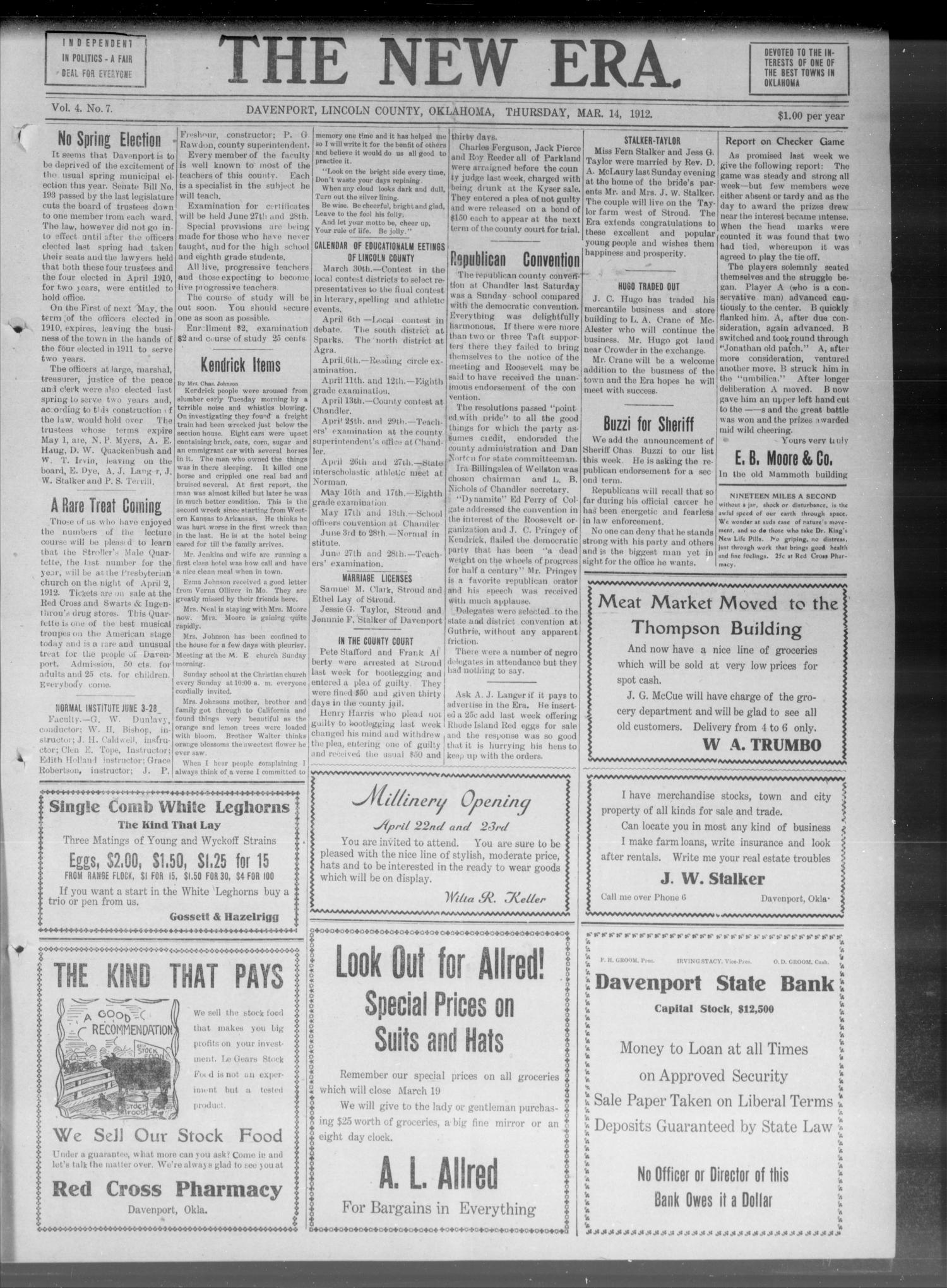 The New Era. (Davenport, Okla.), Vol. 4, No. 7, Ed. 1 Thursday, March