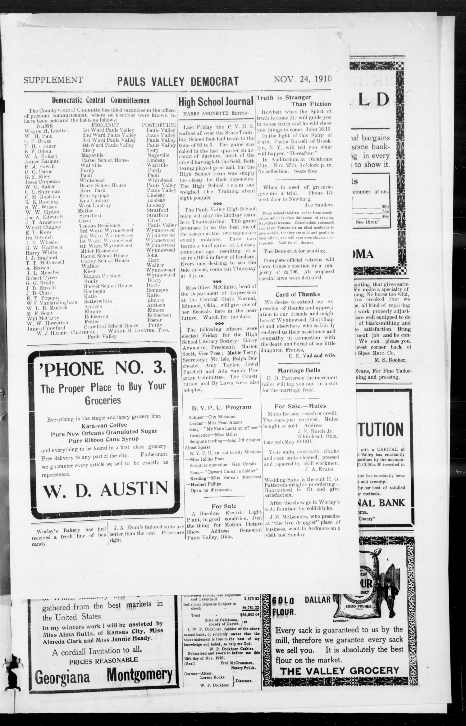 Pauls Valley Democrat. (Pauls Valley, Okla.), Vol. 7, No. 35, Ed. 1