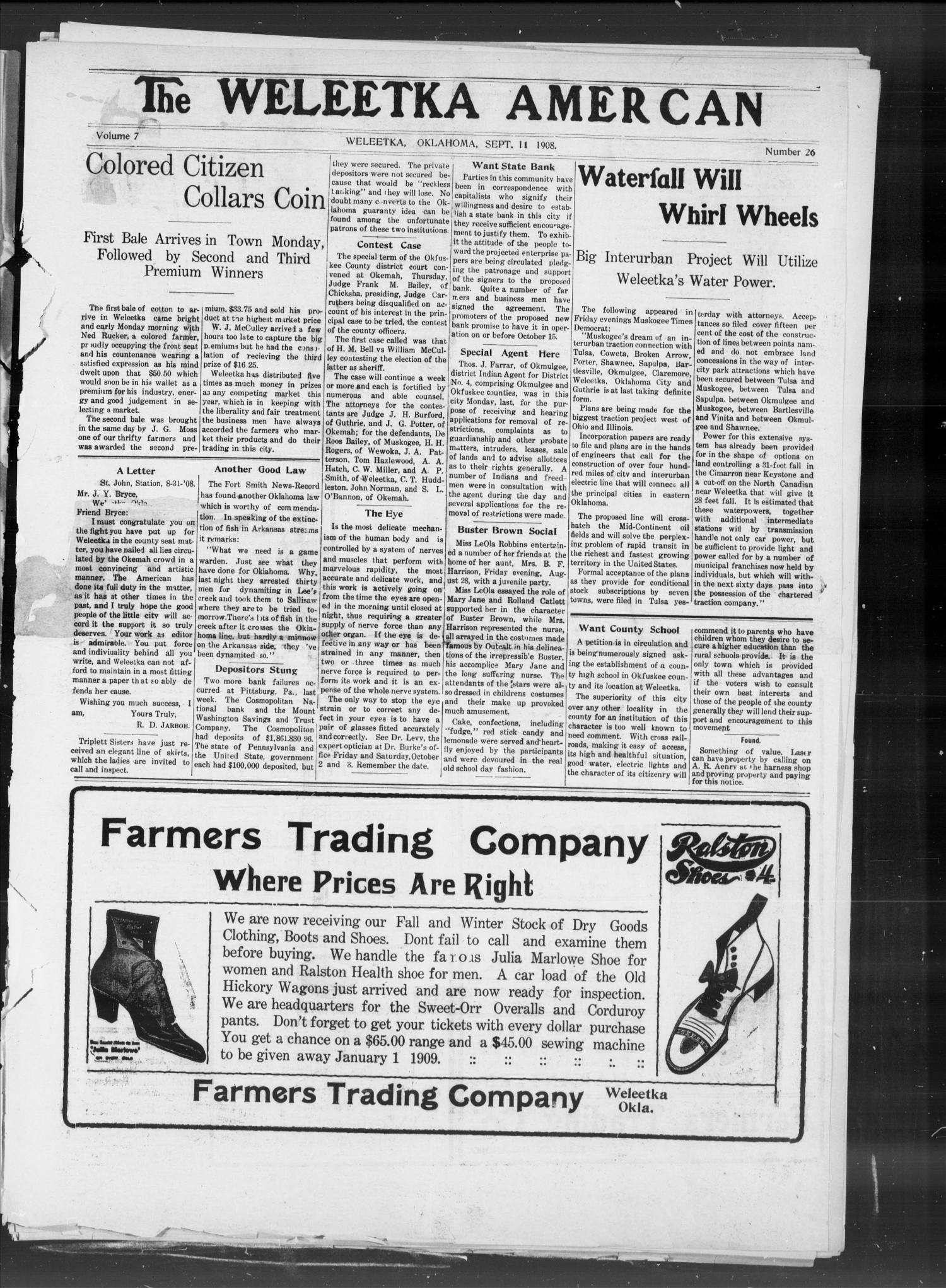 The Weleetka American (Weleetka, Okla.), Vol. 7, No. 26, Ed. 1 Friday