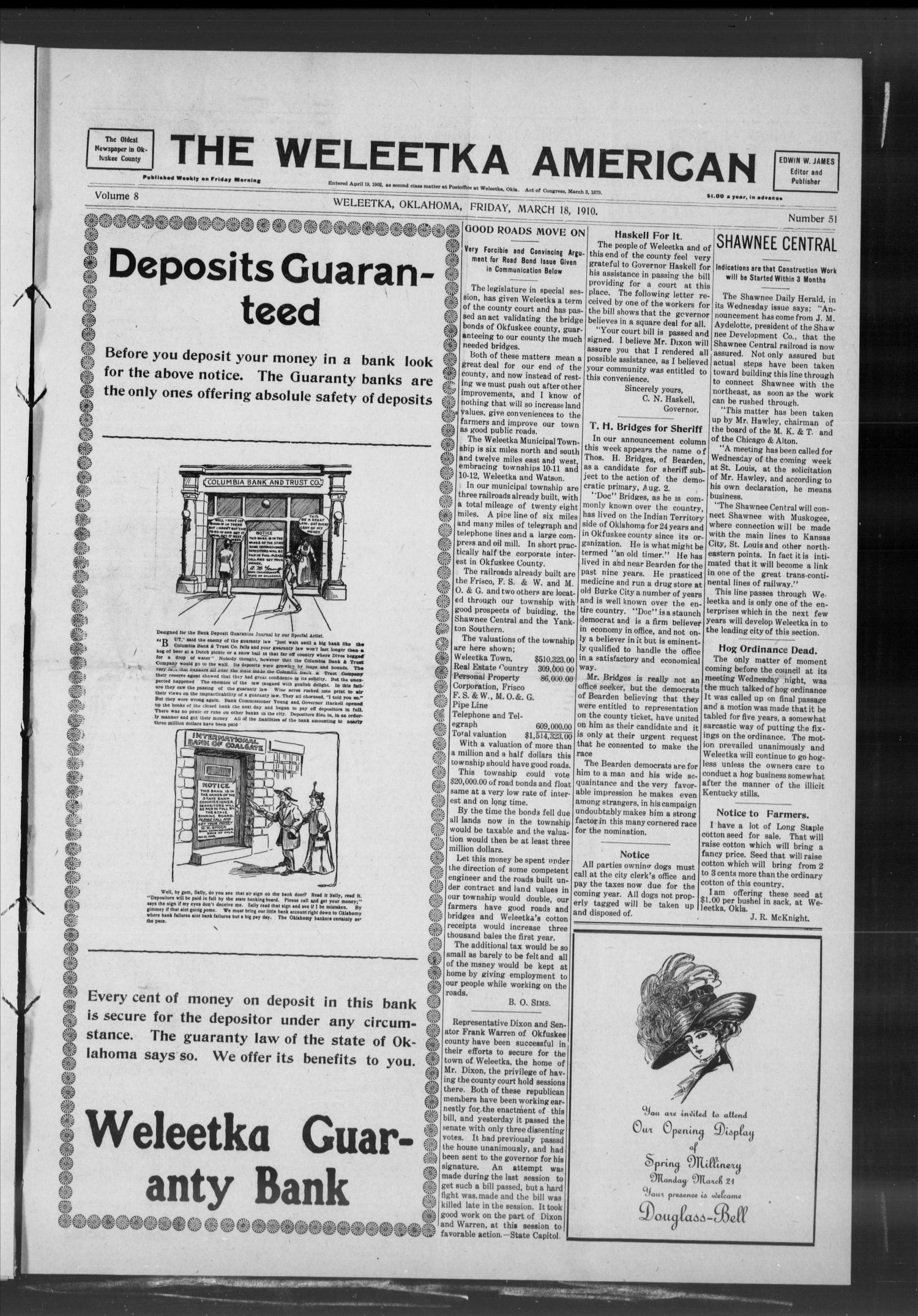 The Weleetka American (Weleetka, Okla.), Vol. 8, No. 51, Ed. 1 Friday