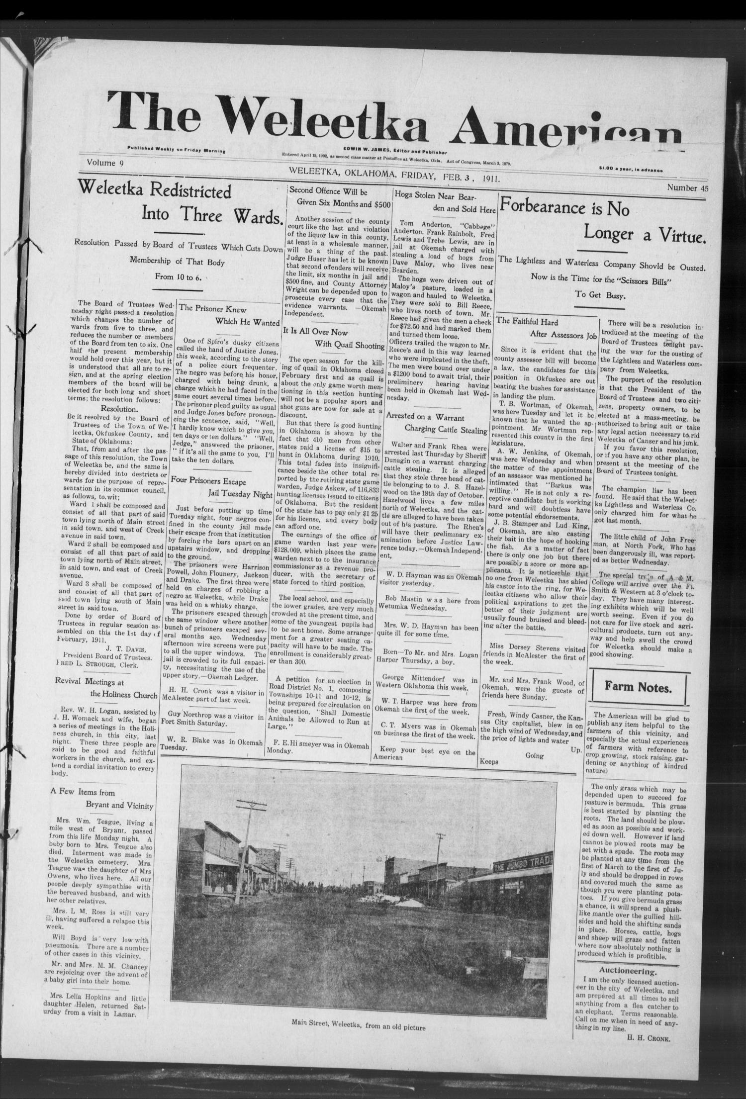 The Weleetka American (Weleetka, Okla.), Vol. 9, No. 45, Ed. 1 Friday