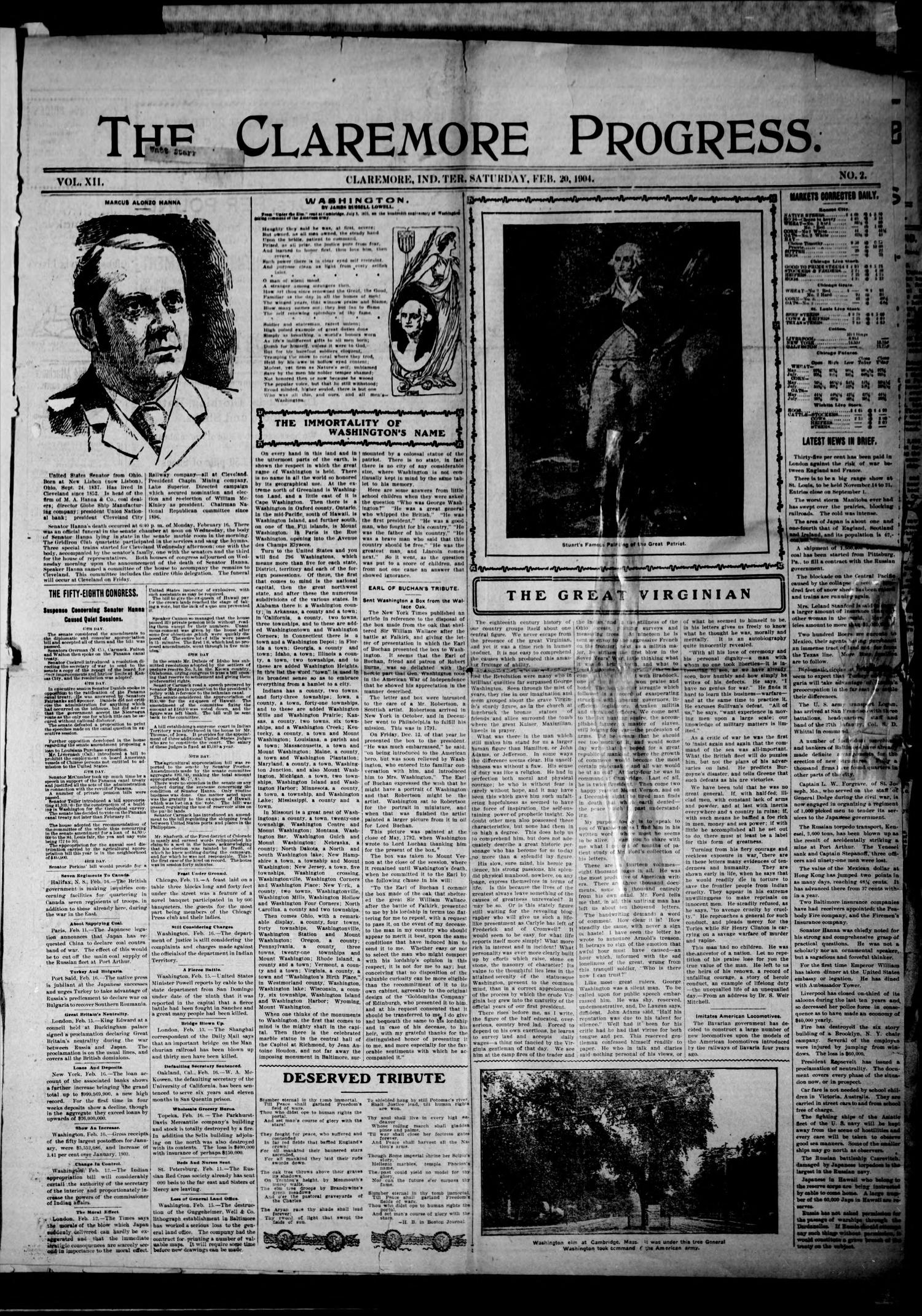 The Claremore Progress. (Claremore, Indian Terr.), Vol. 12, No. 2, Ed