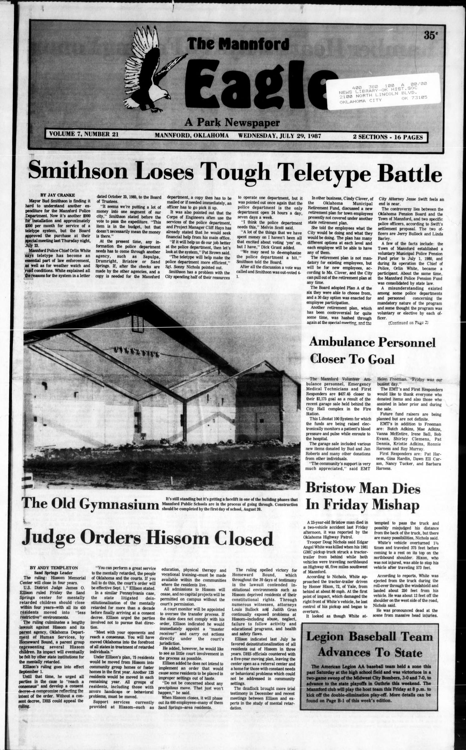 The Mannford Eagle (Mannford, Okla.), Vol. 7, No. 21, Ed. 1 Wednesday