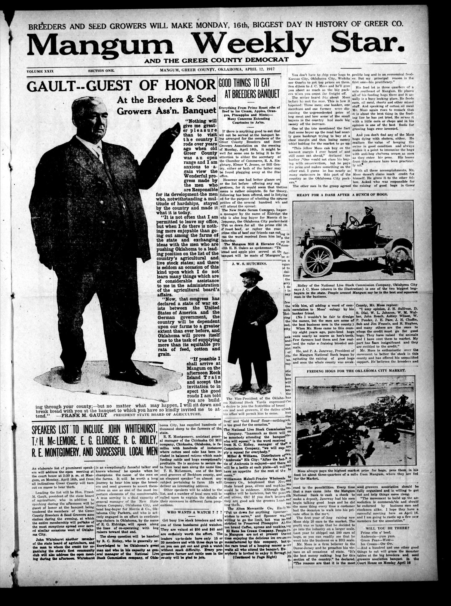 Mangum Weekly Star. and The Greer County Democrat (Mangum, Okla.), Vol. 29, Ed. 2 Thursday