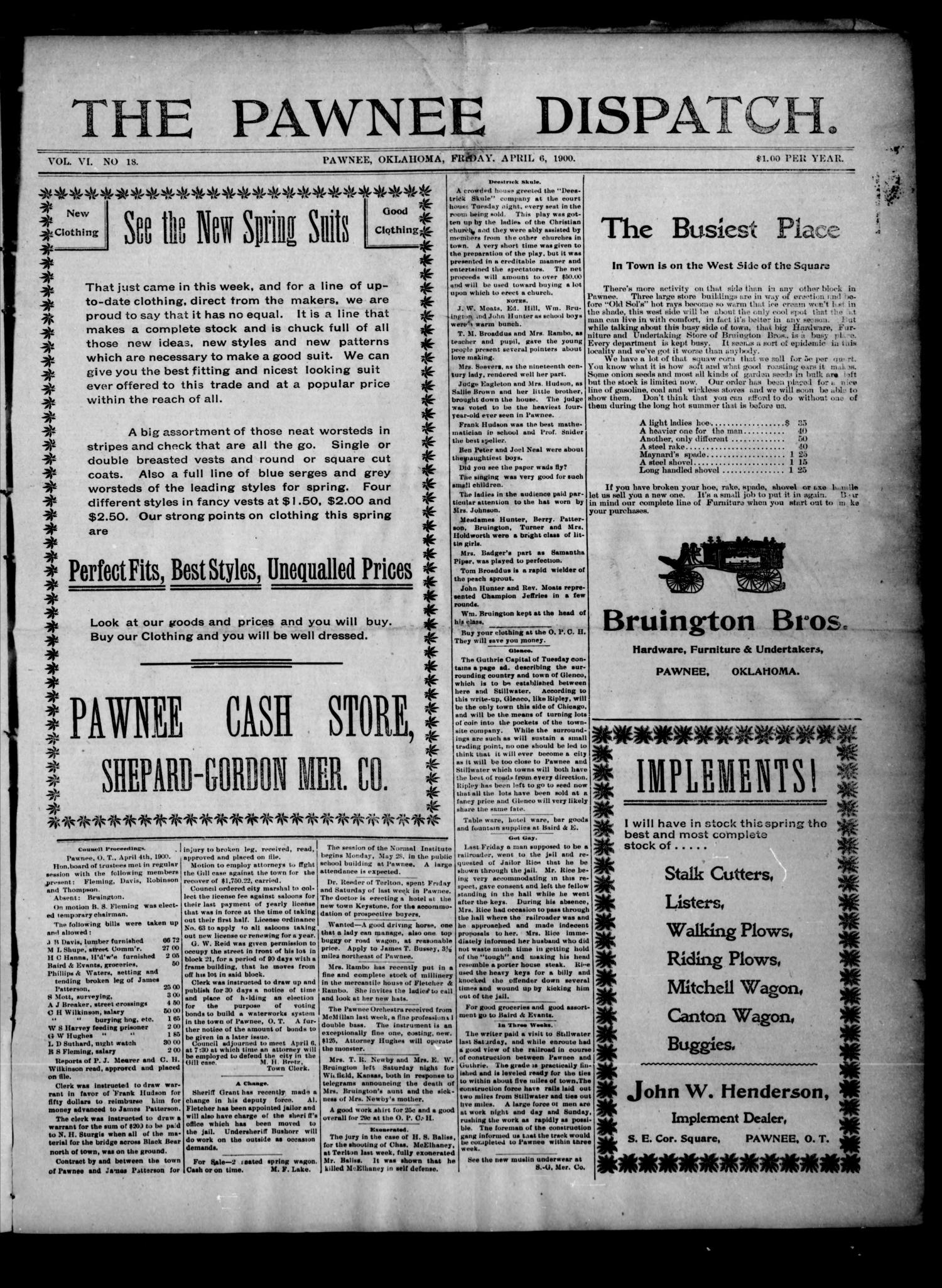 The Pawnee Dispatch. (Pawnee, Okla.), Vol. 6, No. 18, Ed. 1 Friday