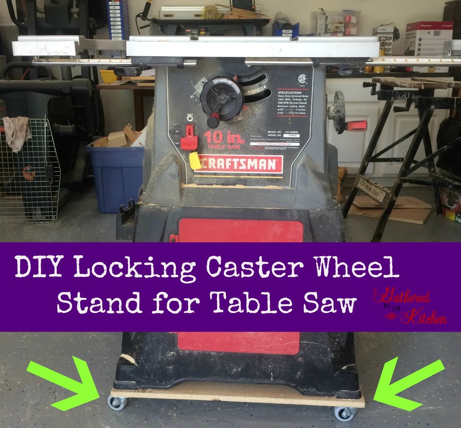 DIY Locking Caster Wheel Stand for Table Saw