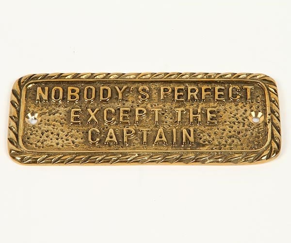 NAME PLATE BRONZE NOBODY'S PERFECT Gauci Borda Marine Hardware