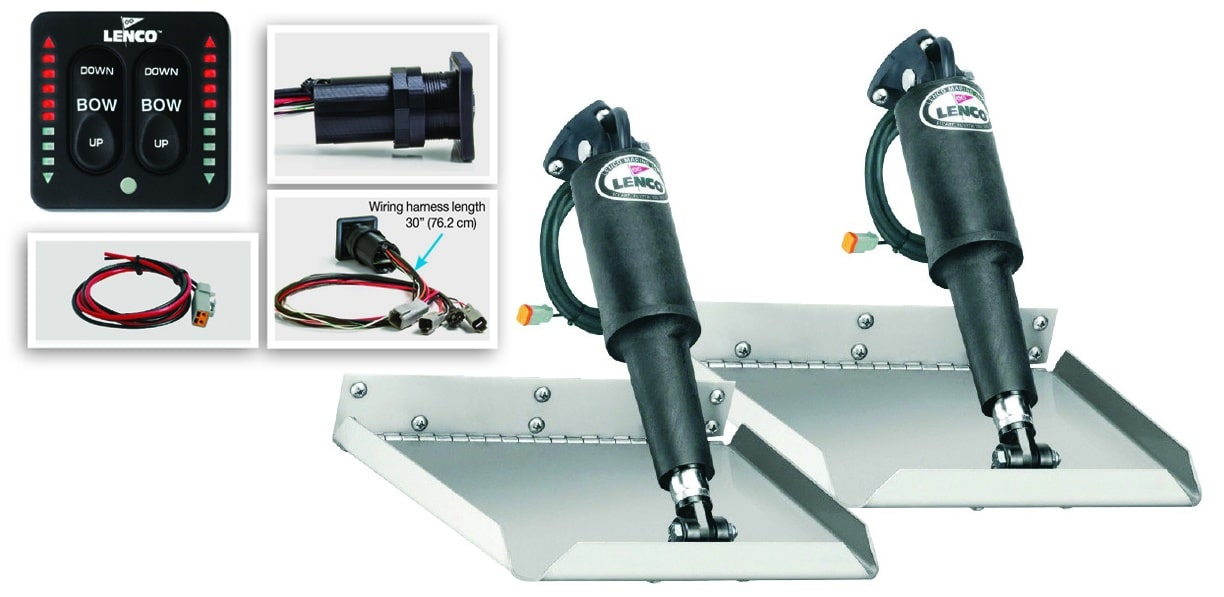 TRIM TABS COMPLETE KIT INCLUDING LED SWITCH LENCO