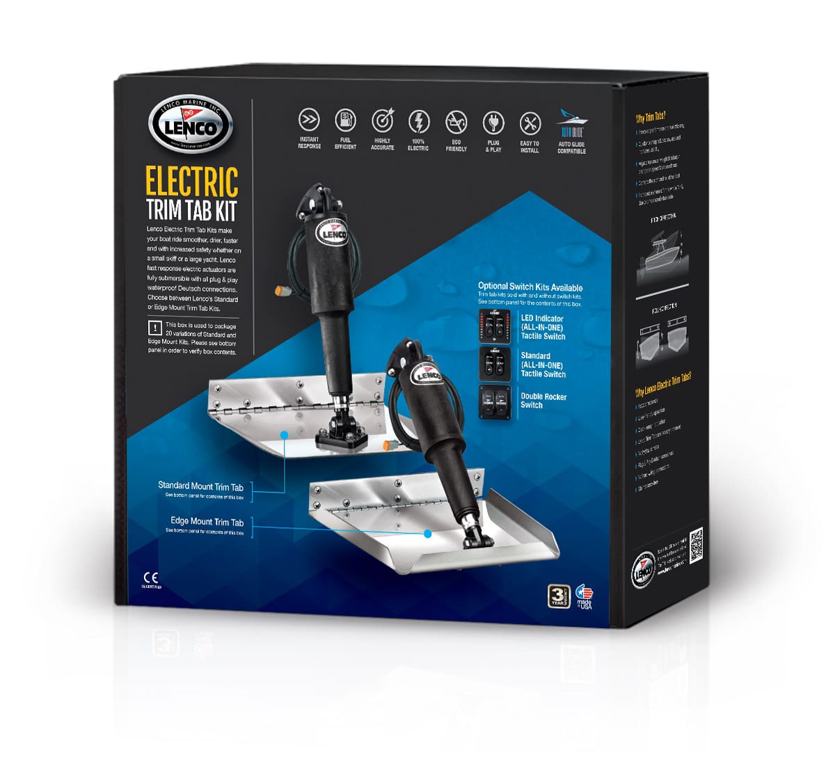 TRIM TABS COMPLETE KIT INCLUDING LED SWITCH LENCO