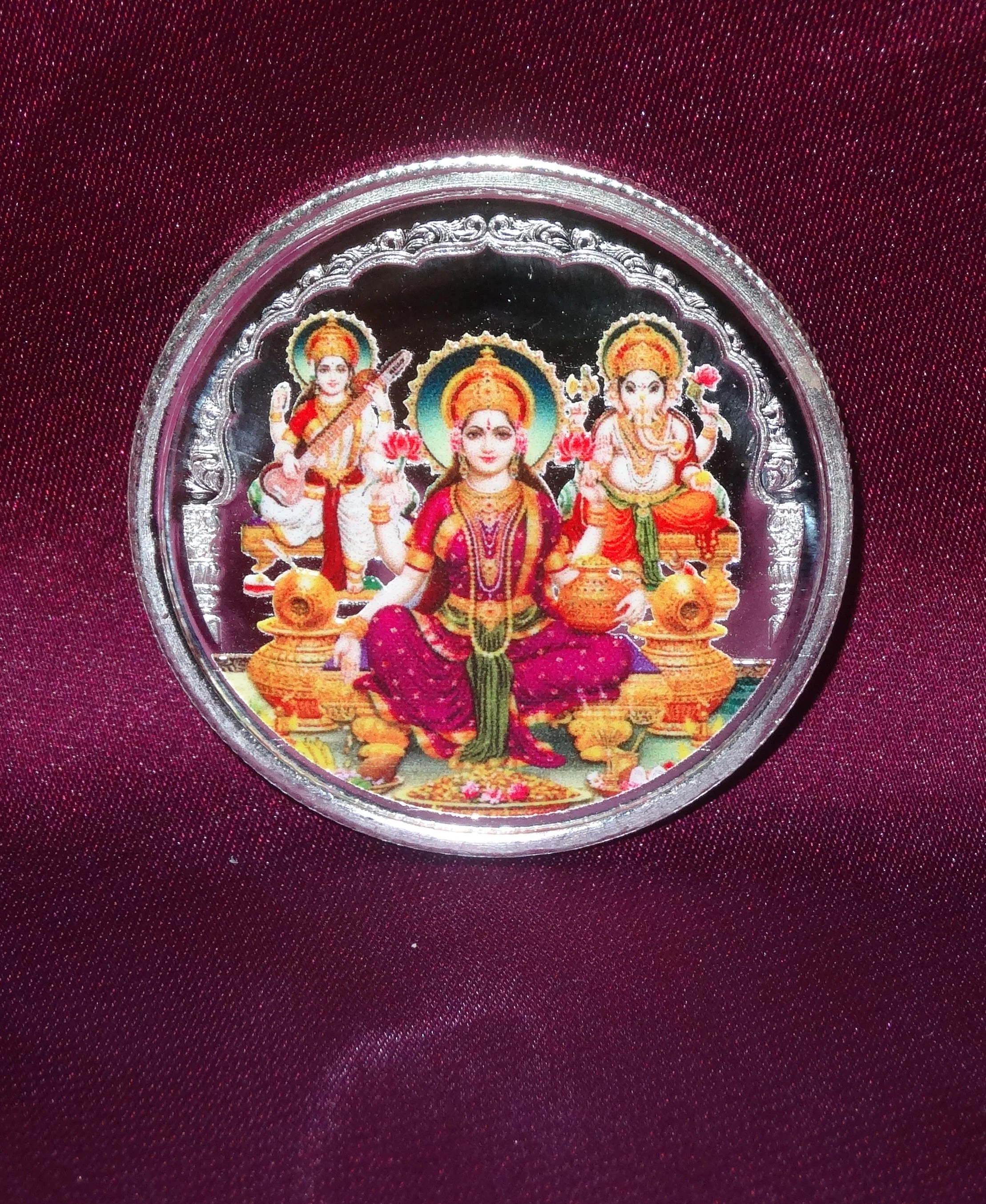 10 Gram Lakshmi Ganesh Saraswati Silver Coin (999 PURITY)
