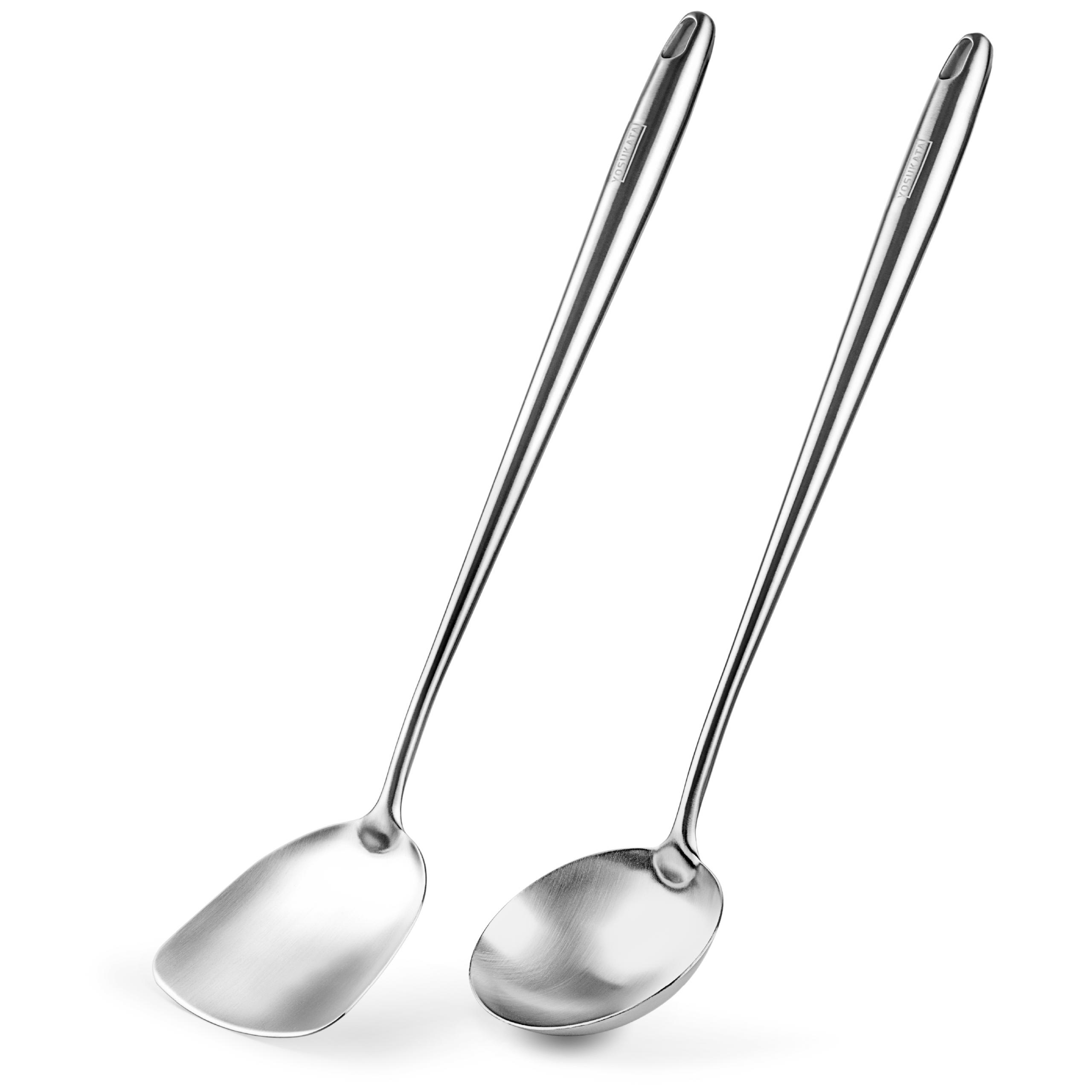 17inch (43cm) Stainless Steel Wok Spatula & Ladle Set UK Yosukata