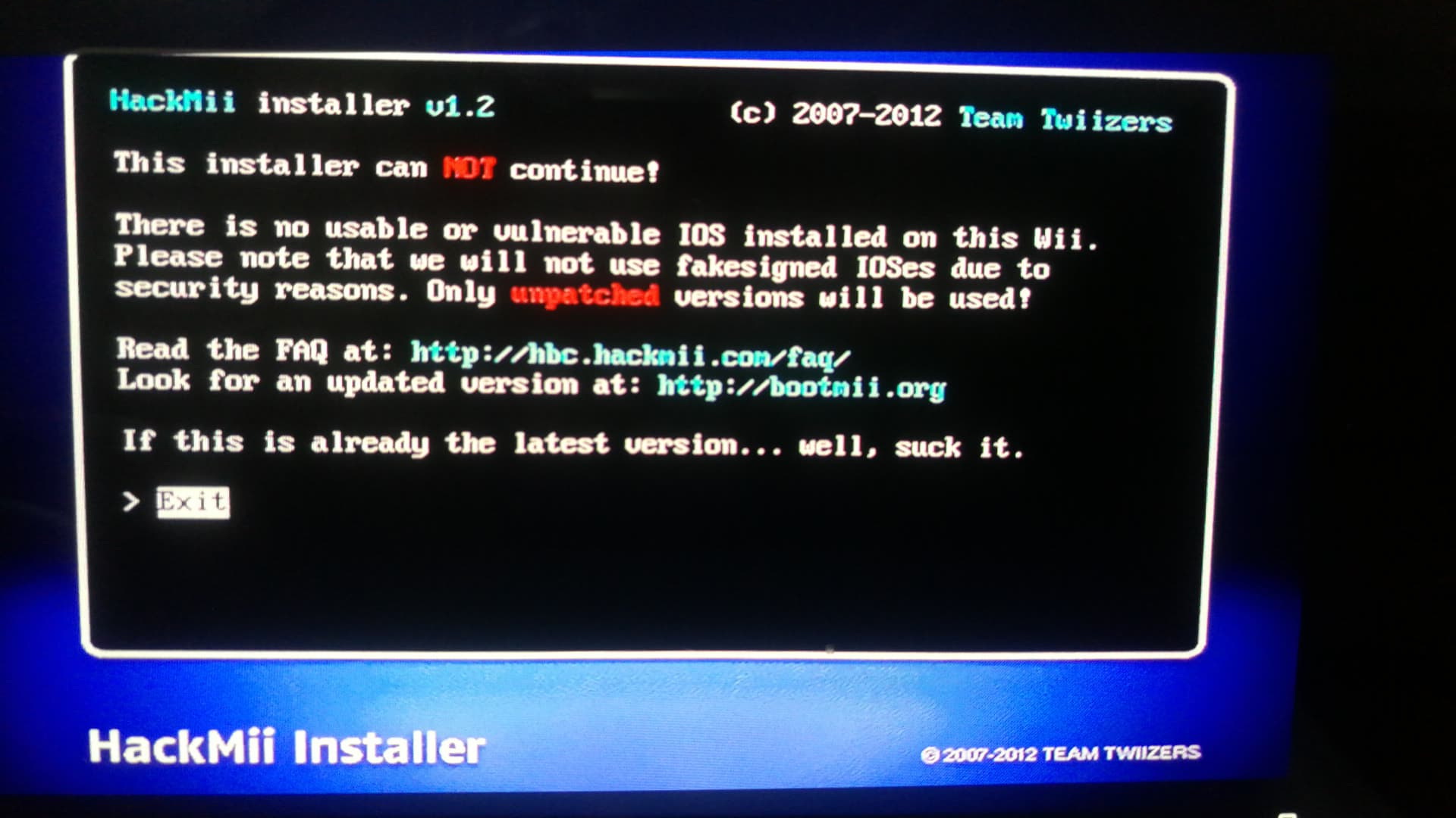 Cannot install homebrew on Wii 4.3 J The Independent Video Game Community