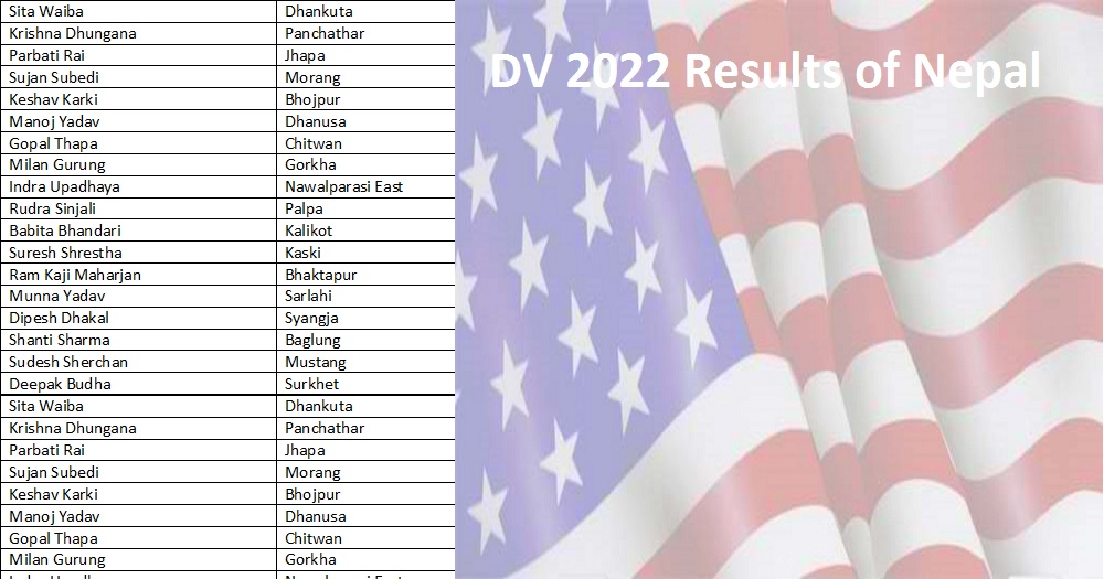 DV 2022 Results of Nepal; EDV 2022 Results !!! gbsnote