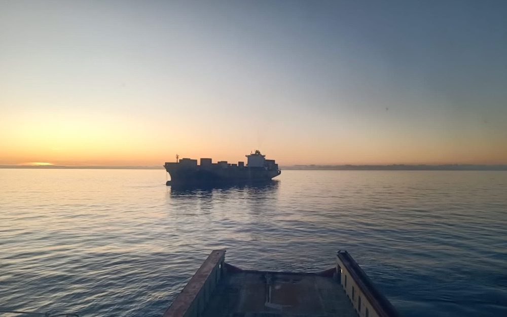 Broken Down Containership Safely Anchored New Zealand Waters