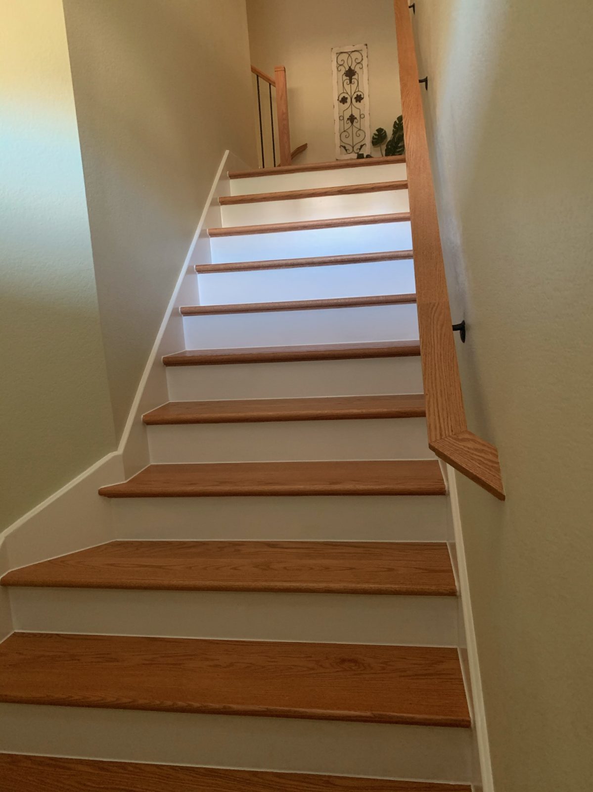 New Red Oak Stairs with New Baseboards GC Flooring Pros