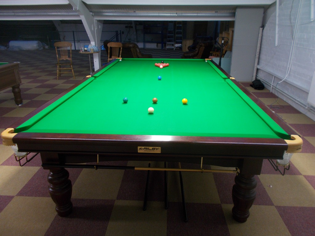 Full size Riley Aristocrat Tournament Snooker table set up and recover