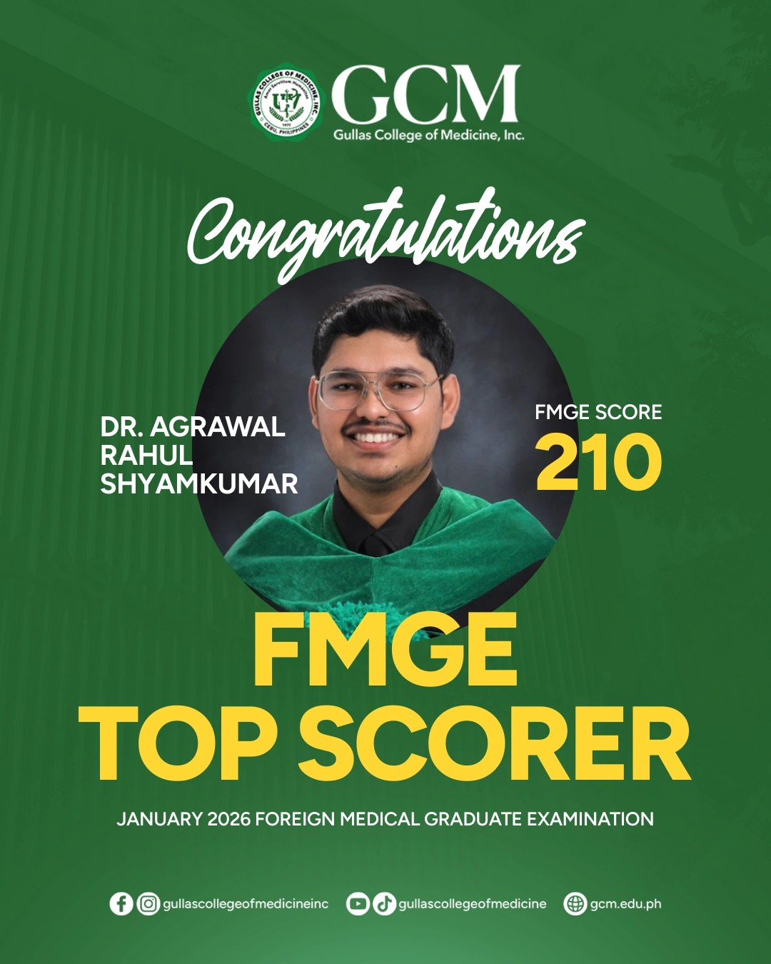 FMGE Top Scorer DR. AGRAWAL RAHUL SHYAMKUMAR
