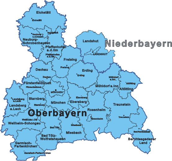 Oberbayern Karte Landkreise LEISTUNGEN