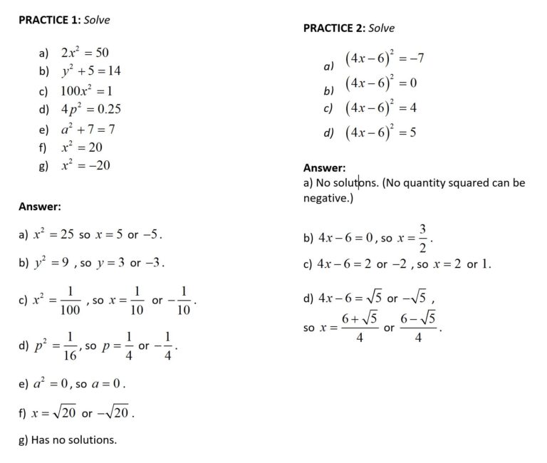 1.2 Solving Equations by the Quadrus Method Levels 1, 2, 3 G'Day Math